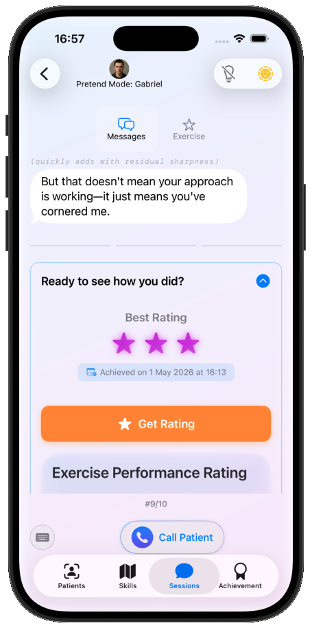A completed exercise showing three stars